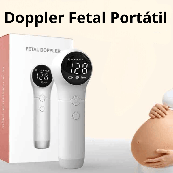 Monitor Fetal EcoBaby Pro com ultrassom de alta sensibilidade e display LED para leitura precisa de batimentos cardíacos fetais.