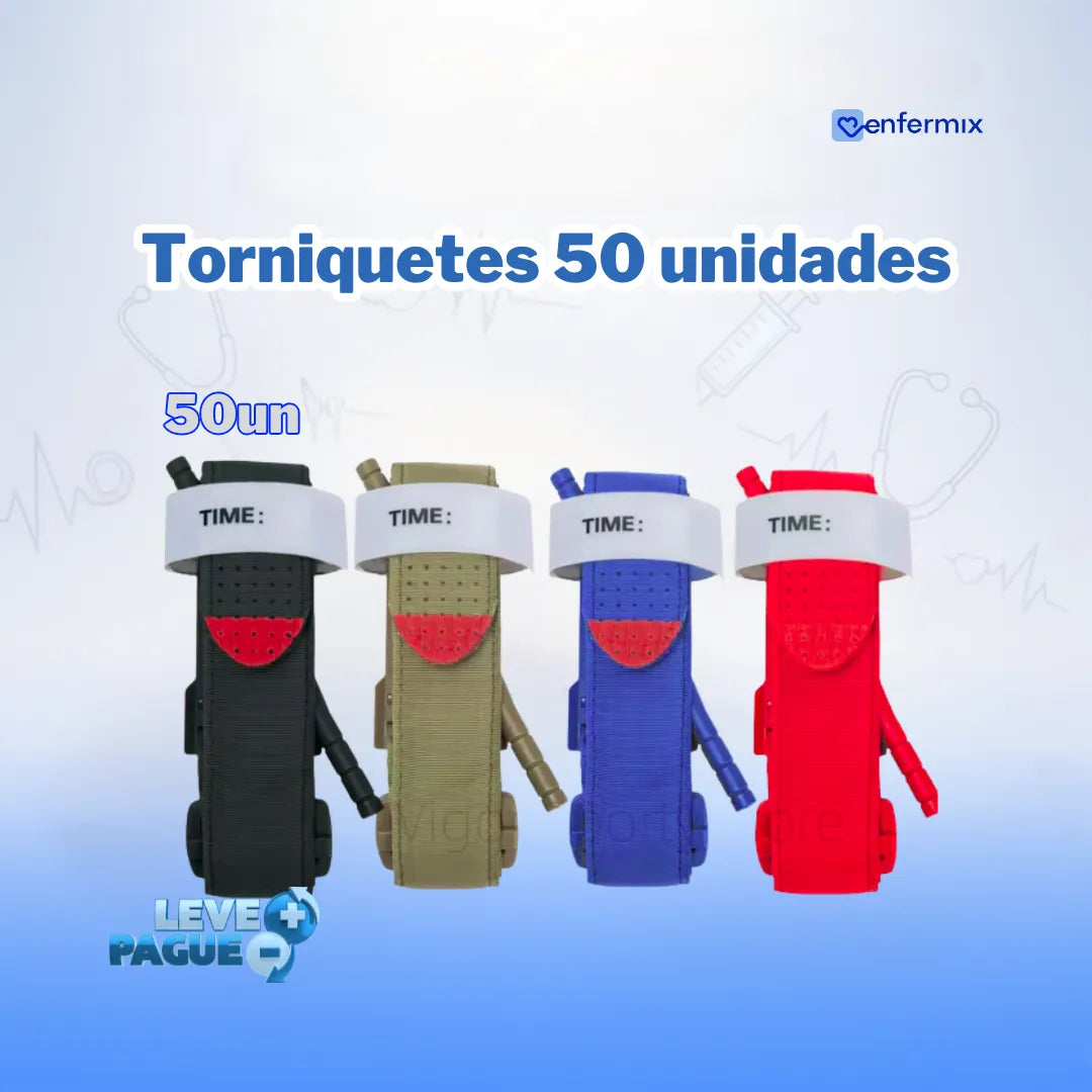 Kit Torniquete Tático Multiuso - Primeiros Socorros (50 unidades)