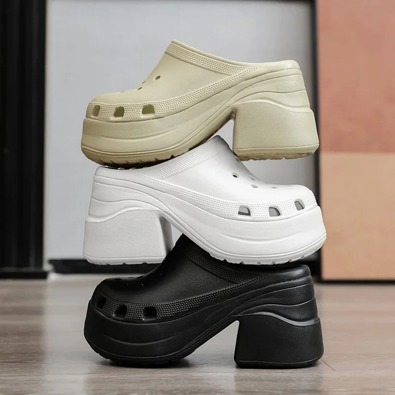 Crocs Preto bege branco