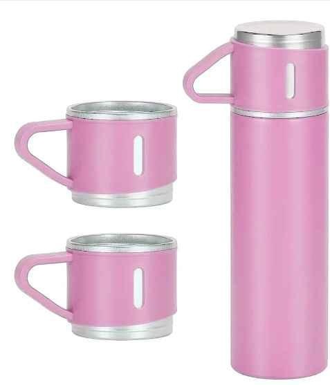 Garrafa Térmica Inox 500ml Isolamento À Vácuo Com 3 Xícaras