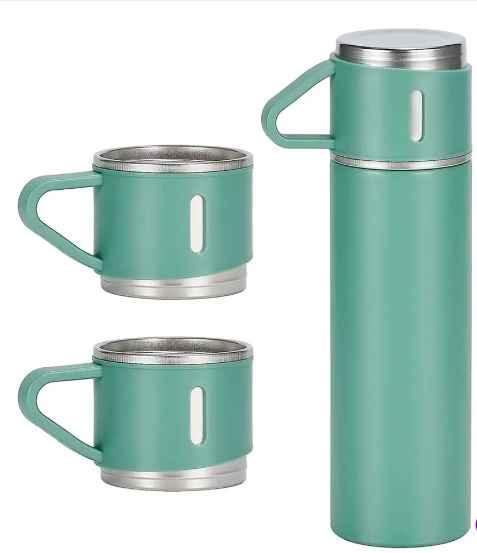 Garrafa Térmica Inox 500ml Isolamento À Vácuo Com 3 Xícaras
