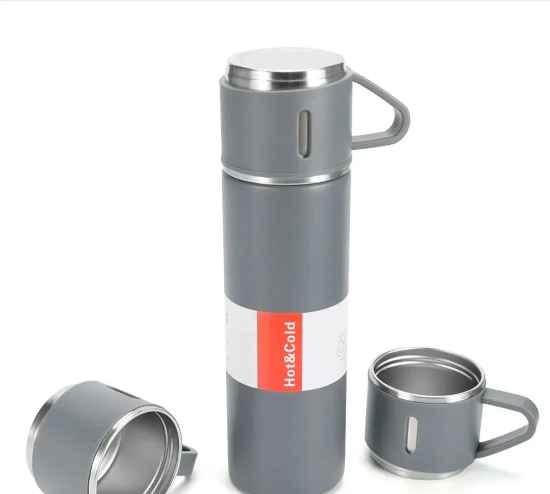 Garrafa Térmica Inox 500ml Isolamento À Vácuo Com 3 Xícaras