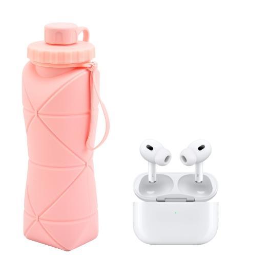 Garrafa Dobrável de Silicone + Fone Air tree - Enfermix