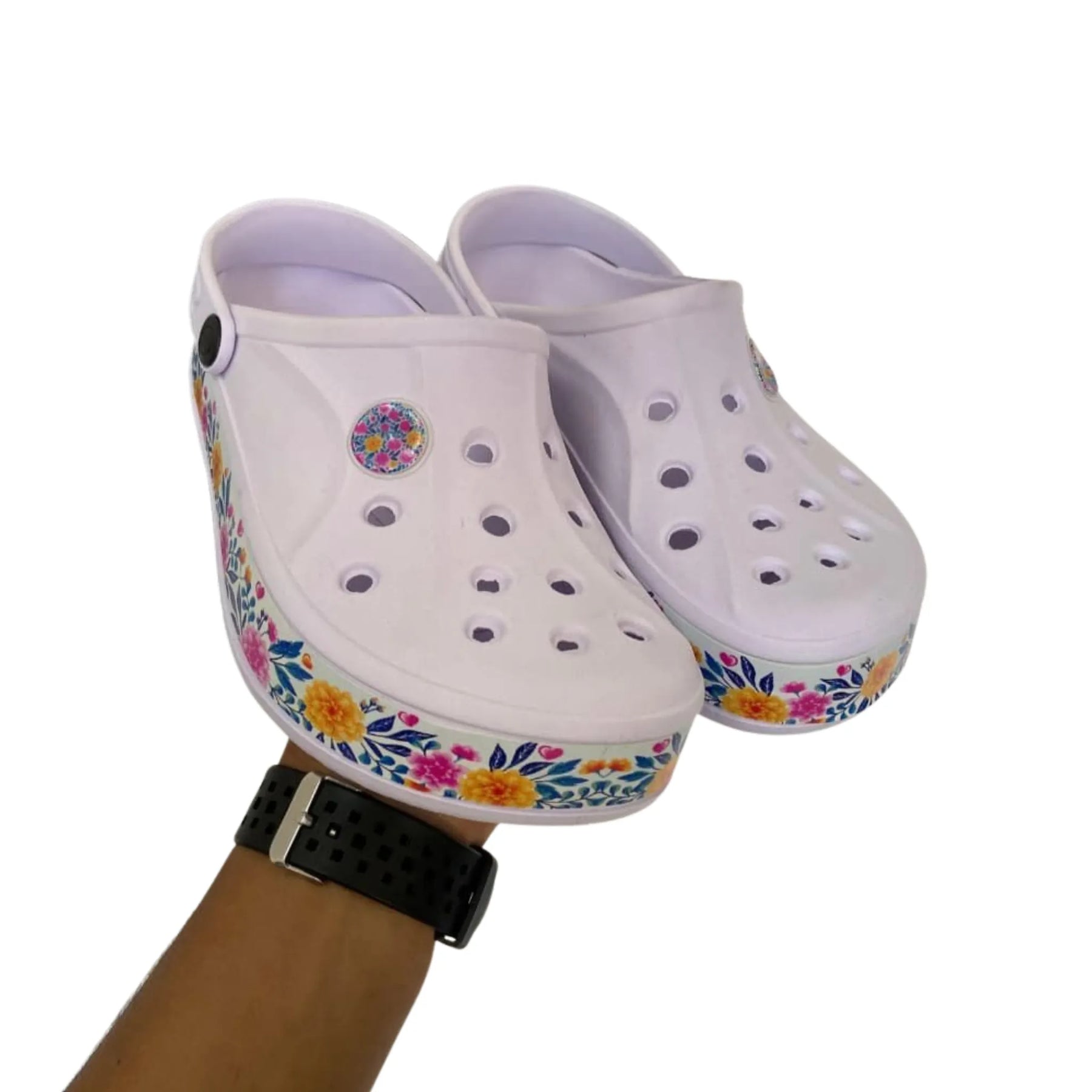 Babuche Flores Confort Classic Branco