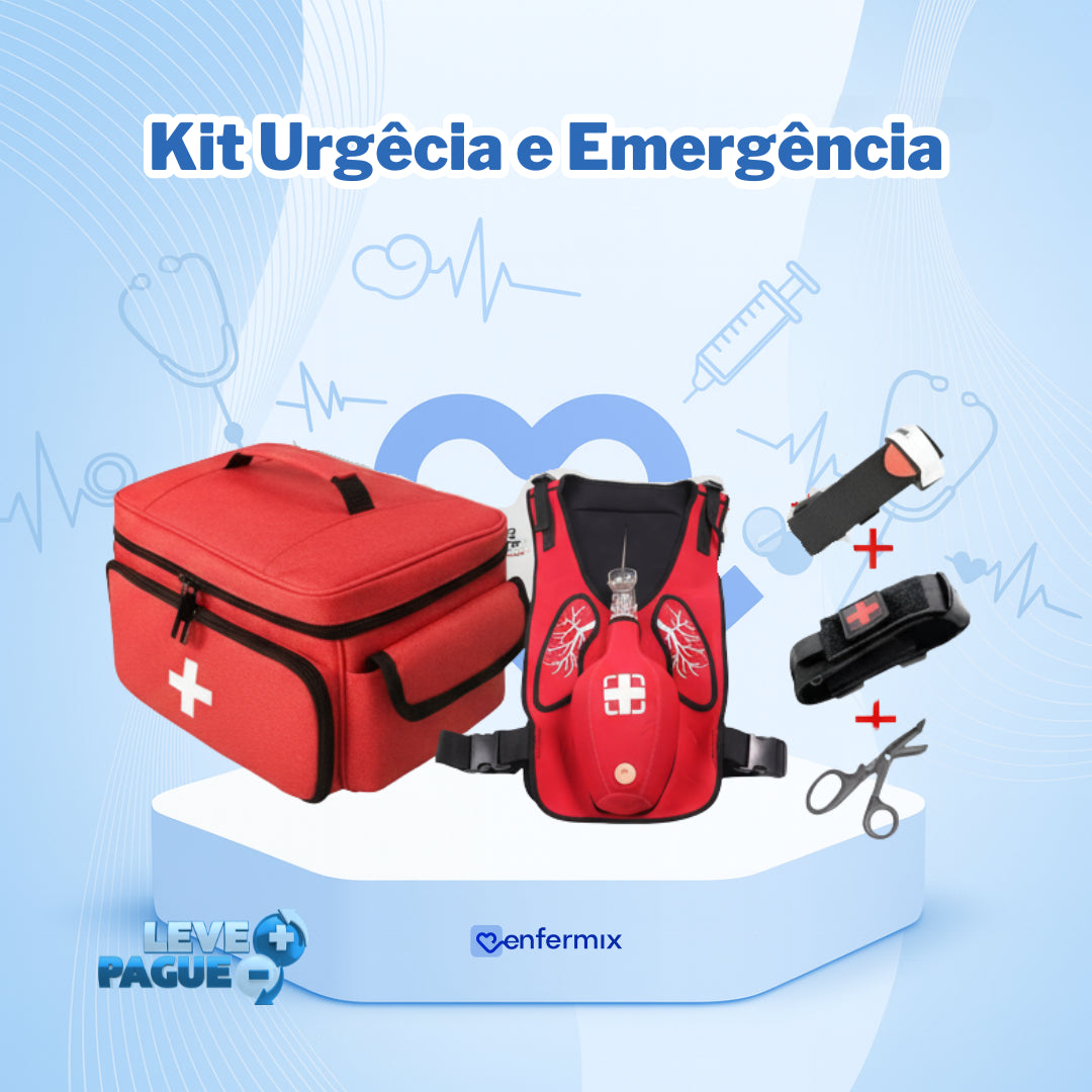 Kit Urgência e Emergência – Colete de Desengasgo + Bolsa de Primeiros Socorros + Torniquete