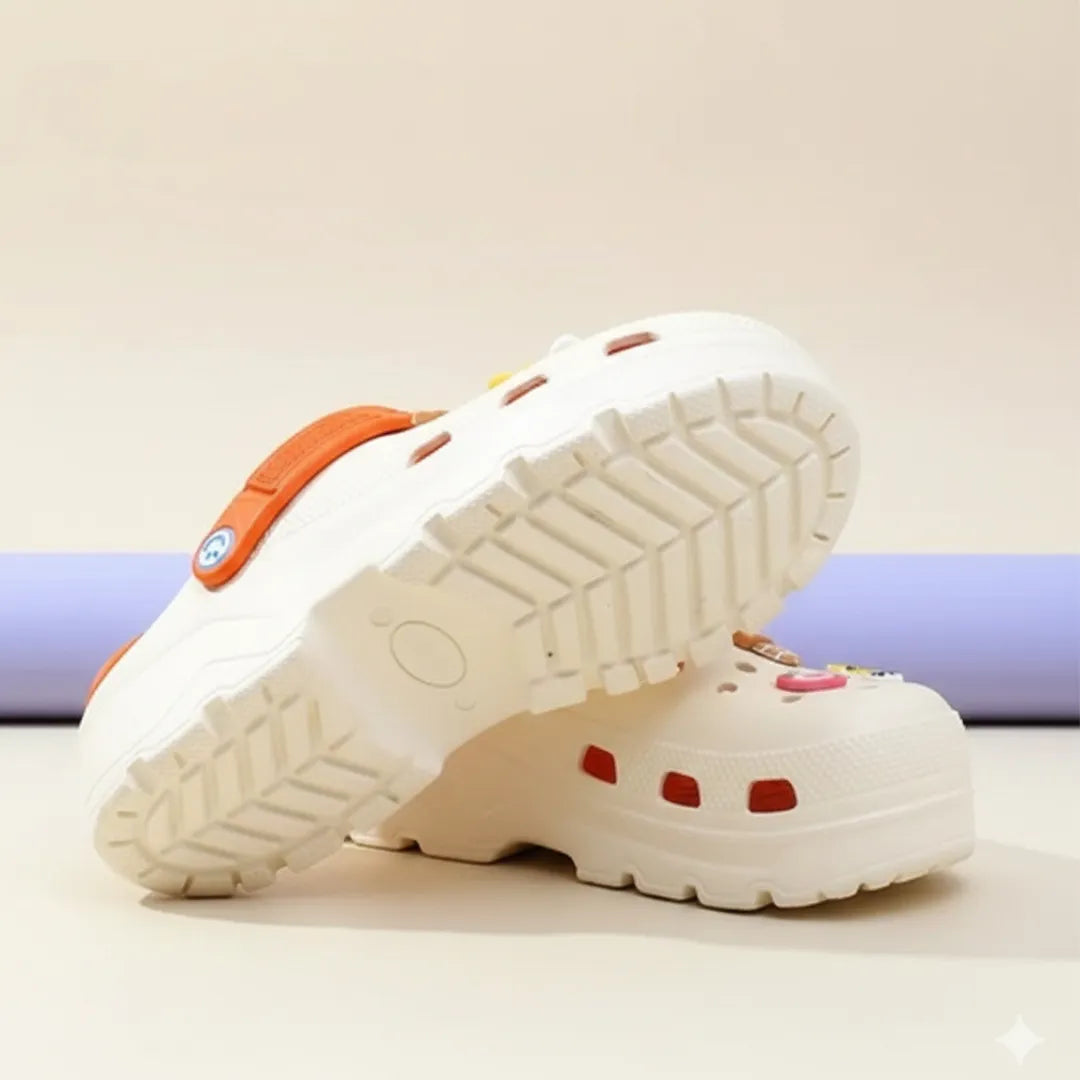 Crocs Bege E laranja 