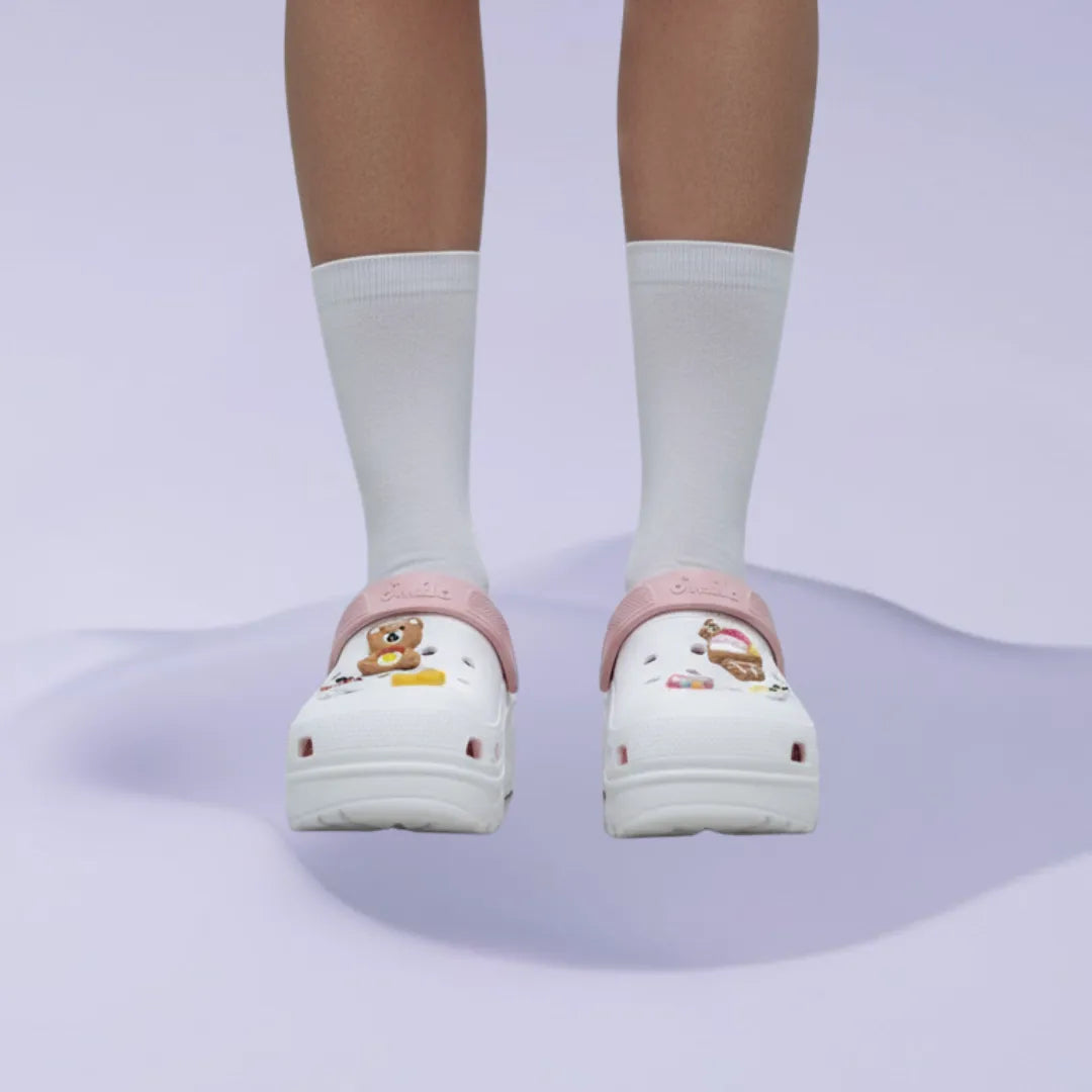 Crocs feminino rosa e branco