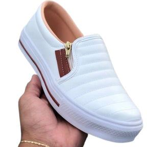 Sapato feminino Enfermagem Slip On Zíp Casual Leve e Confortável