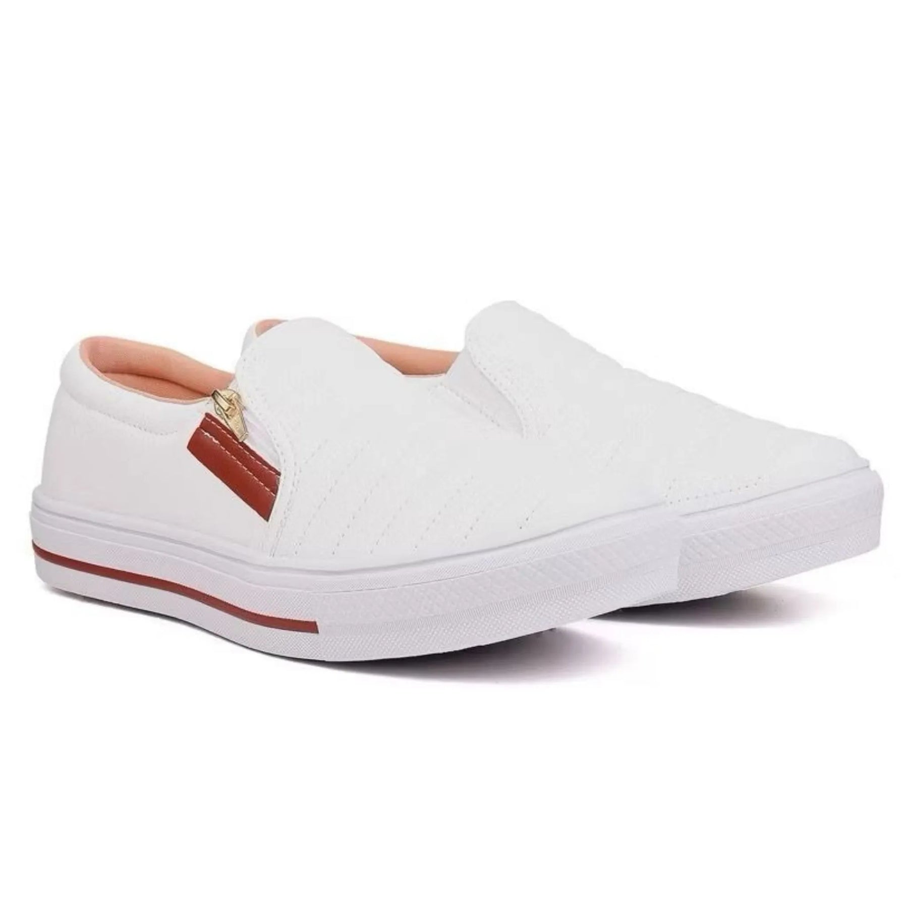 Sapato feminino Enfermagem Slip On Zíp Casual Leve e Confortável