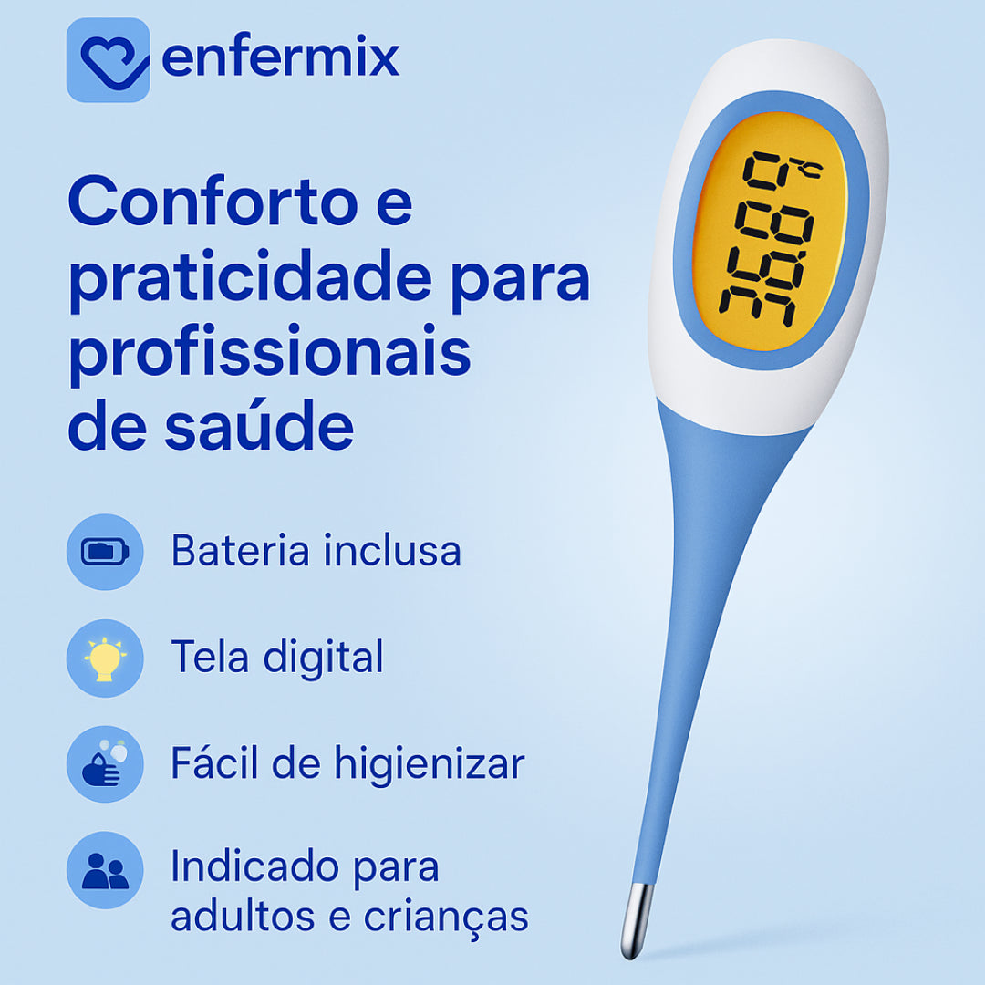 Pessoa utilizando o termômetro Flextemp na testa, medindo a temperatura com precisão